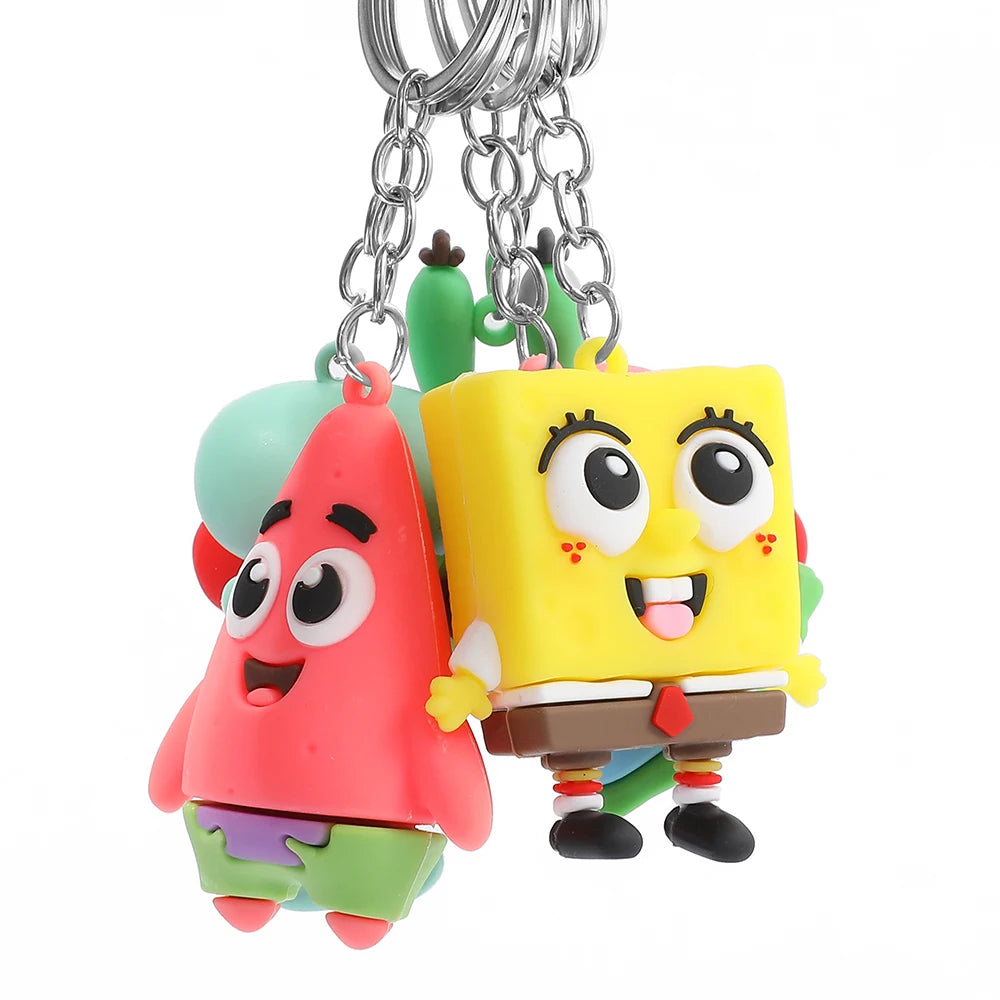 5pcs SpongeBob SquarePants Cartoon Keychain Set - Image 5