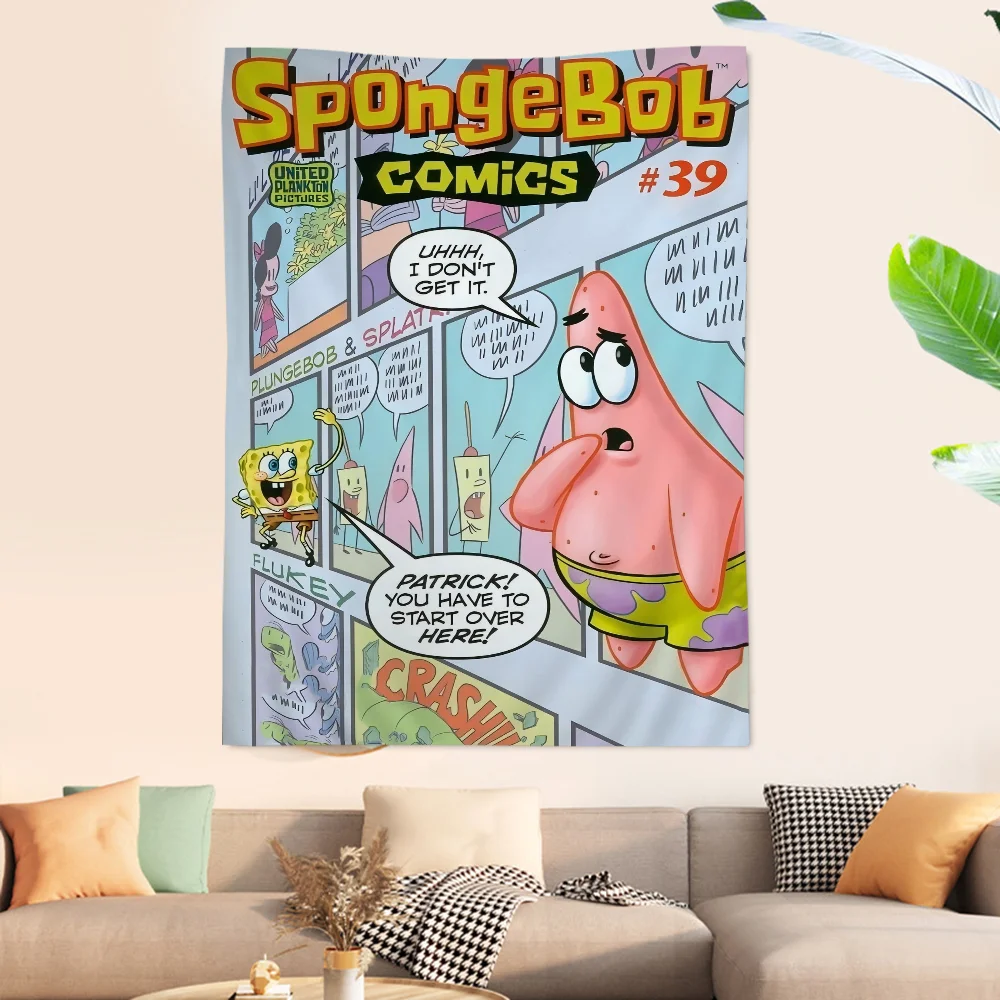 S-SpongeBob Fun Cartoon Chart Tapestry - Image 4
