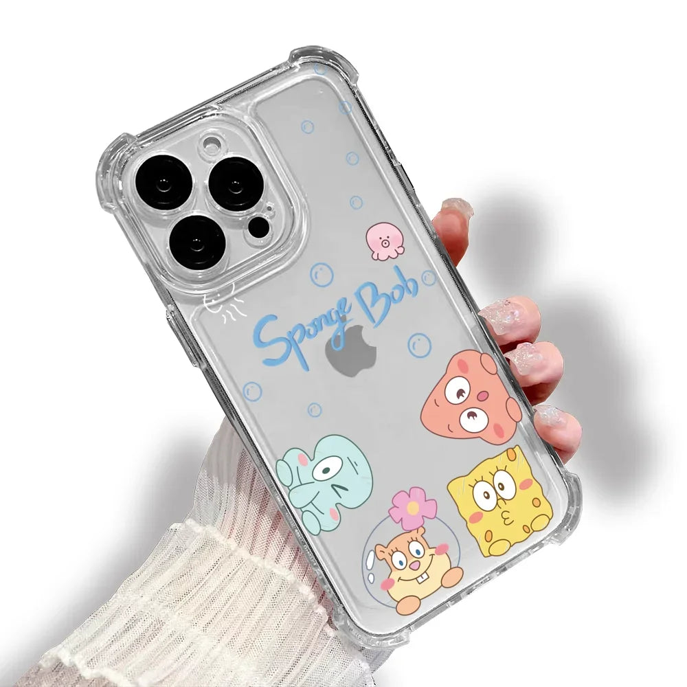 SpongeBob SquarePants Anime Soft Silicone Phone Cases for iPhone - Image 4