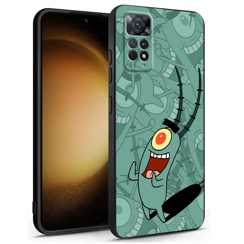 Black Cartoon Friend SpongeBobs Phone Case - Image 3