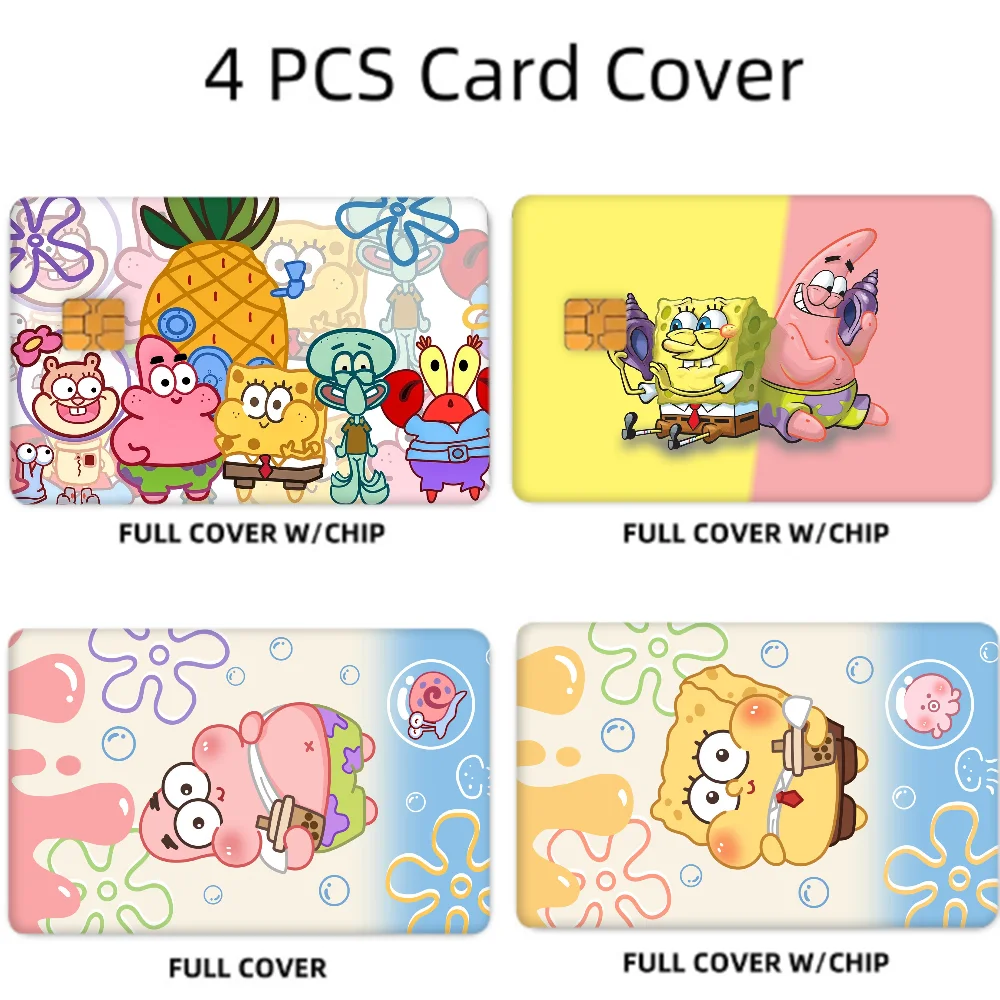 Sponge-Bobs Face Anime 4pcs 1Set Film Skin Sticker